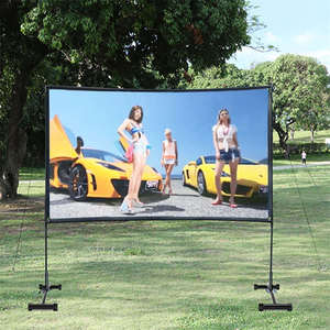 Pantalla de Proyección Exterior con Soporte, Pantalla de Proyección Portátil de 100 Pulgadas para Cine en Exteriores, Hogar, Patio Trasero - Product Image 2