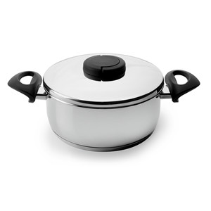 Pentola con coperchio in acciaio inox 24 cm per uso su piano cottura - Product Image 1