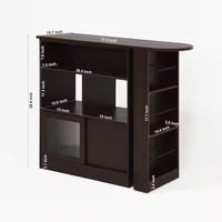 Armoires de bar extensibles en noyer PB durables et personnalisées avec un plateau rotatif et des portes coulissantes en verre pour salle à manger