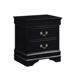 Comodino Classico Stile Luigi Filippo Nero con 2 Cassetti, Arredamento Tradizionale per Camera da Letto - Product Image 2