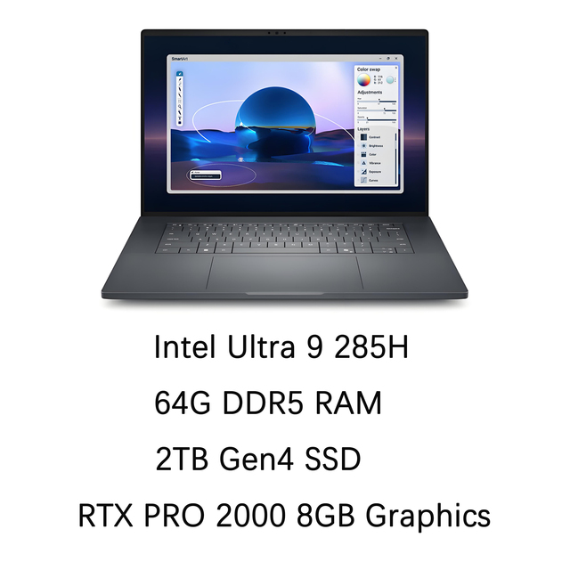 New Pro Max 16 Premium Ultra 9 285H 64GB RAM 2TB SSD 16" 4K OLED Custom RTX PRO 2000 GPU Mobile Laptop Workstation for Work
