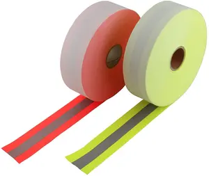 reflective tape for firefighter fluorescent yellow & grey stripe tape used on high reflective safety vest fabric