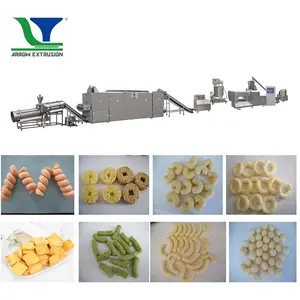 Kabarık mısır aperatifler makineleri/şişirme halka şekli chees topu atıştırmalık gıda ekstrüderi makineleri