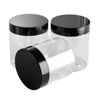 Vente en gros de pots en plastique PET pour crème cosmétique, différents volumes : 50 ml, 100 ml, 120 ml, 150 ml, 200 ml, 250 ml, 500 ml, avec couvercle en PET