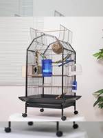 Grande volière sur roulettes avec support, mangeoire, plateau et cage de reproduction, design de toit élégant, grande cage à oiseaux