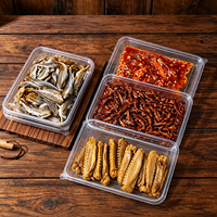 Boîte alimentaire carrée transparente en PET de qualité alimentaire pour fruits secs, noix, biscuits, emballage et présentation pour les commerces de proximité et les plats à emporter