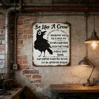 Décoration murale rustique en fer forgé avec corbeau, pour salle de classe et bureau, cadeau motivant, cadeau d'anniversaire, cadeau de mariage, panneau amusant avec corbeau, pour les amateurs de corbeaux