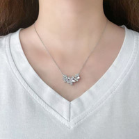 Collana con Pendente in Platino Pt950 con Diamante Coltivato in Laboratorio, Fiore Sbocciante, Collane Regolabili alla Moda per Donne, Pendenti con Diamanti Delicati
