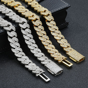 Thời Trang Hip Hop Iced out CZ Zircon Cuba Liên Kết Chuỗi Đồ Trang Sức Mạ Vàng Brass Iced out Vòng Cổ Cho Mens Phụ Nữ - Product Image 4