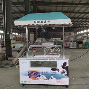 Chariot <span class=keywords><strong>à</strong></span> glaces mobile personnalisé, petit et durable, pour gelato et sucettes glacées, chariot de vente ambulante pour crème glacée - Product Image 3