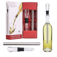 Refroidisseur de vin portable 3-en-1 en acier inoxydable certifié CE, écologique, avec verseur et bouchon, accessoires de bar, bâtonnet refroidisseur de bouteille
