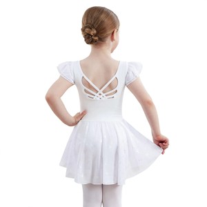 Justaucorps de ballet pour filles, robe de danse tutu à manches courtes et volants, jupe scintillante, tenue d'entraînement et de performance - Product Image 5