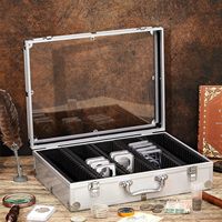 Boîte de rangement pour 100 pièces de monnaie en aluminium, organiseur portable avec fermoirs sécurisés, couvercle transparent pour la visualisation des pièces certifiées