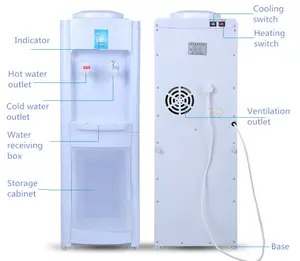 Myteck dispensador de água quente fria, dispensador de alta qualidade para garrafa quente e fria com armário de armazenamento