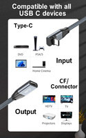 Cable de Extensión USB Tipo-C Macho/Hembra ULT-unite con Diseño de Codo, 20 Gbps, 20 V, 5 A, 100 W, USB3.1/USB3.2, Material de PVC, 1 m, para Uso con Cámaras