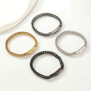 Bracelet en acier titane noir rétro de haute qualité avec fermoir à boucle magnétique pour hommes Chaîne de 6 mm d'épaisseur - Product Image 3