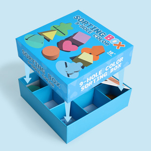 CPC CE giocattoli per bambini vendita calda forma geometrica in legno e <span class=keywords><strong>colori</strong></span> di smistamento giocattolo educativo apprendimento personalizzato forma Montessori Sort Box - Product Image 2