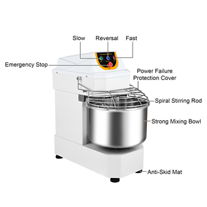 Machine à pétrir la pâte commerciale à double vitesse, bol et protection en acier inoxydable, pétrin à pain et à pizza - Product Image 5