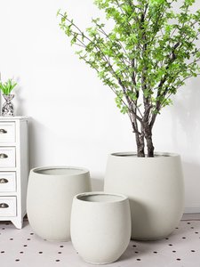 Maceta Grande <span class=keywords><strong>de</strong></span> Estilo Nórdico Minimalista, Transpirable, <span class=keywords><strong>de</strong></span> Arcilla <span class=keywords><strong>de</strong></span> Magnesio y Cemento, para Sala <span class=keywords><strong>de</strong></span> Estar, Centro Comercial o Uso en Exteriores, con Plantas en Maceta - Product Image 1