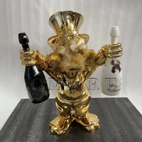 Statue de Canard Scrooge en Chrome en Gros avec Sac d'Argent pour Sculpture Artistique, Deux Bouteilles, Modèle de Canard de Dessin Animé Électroplaqué, Amour