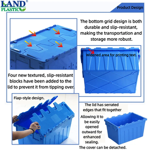 Conteneurs en plastique empilables, écologiques et durables pour l'aquaculture, scellés et ventilés, haute capacité de charge, caisses de transport pour produits de la mer - Product Image 3