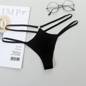 Bikini sexy grande taille européen et américain, à fines bretelles, triangle évidé, string transparent, sans couture, taille basse, vente en gros - Product Image 3