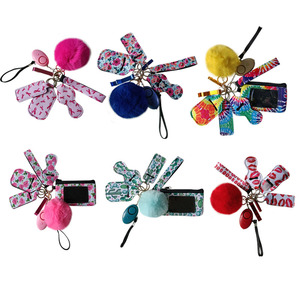 Portachiavi con supporto per lucidalabbra in Neoprene con stampa a sublimazione personalizzata con set di portachiavi in Neoprene per autodifesa - Product Image 4