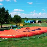 Trampoline gonflable géant jaune de 12x4x0,6 mètres en forme de citrouille d'Halloween, coussin de saut, sac à air pour enfants