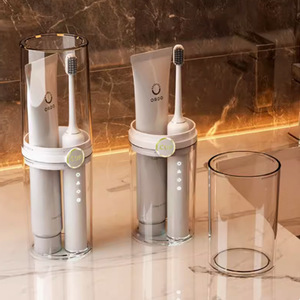 Ensemble de gobelets de voyage portables pour brosses à dents, transparents, gris et blancs, anti-poussière, pour la salle de bain et les voyages - Product Image 3