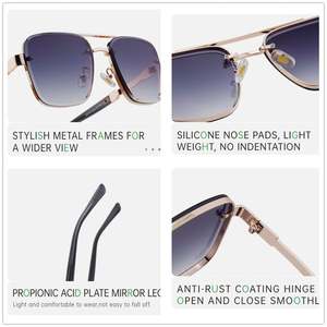 Gafas de Sol Retro de Alta Calidad 2025 con Doble Puente y Lentes Degradadas UV400, Gafas de Sol Cuadradas de Metal para Hombre para Conducir - Product Image 6