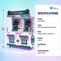 Machine à grue d'arcade 2 joueurs, modèle métallique, avec accepteur de billets et monnayeur, pour jeu de récompenses de boissons, thème boissons tendance