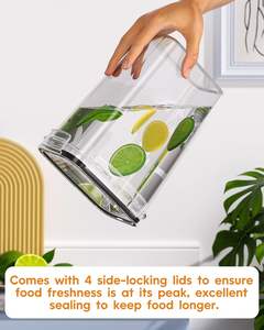 Juego de 12 Recipientes Herméticos para Alimentos, de PET de Grado Alimenticio, Libres de BPA, Apilables, Diseño Cuadrado, Tapas con Cierre, Organizador de Despensa de Cocina - Product Image 5