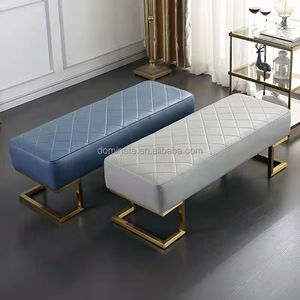 Sofá Moderno <span class=keywords><strong>de</strong></span> Terciopelo Azul con Botones, Otomana con Patas <span class=keywords><strong>de</strong></span> Metal Dorado, <span class=keywords><strong>Banco</strong></span> <span class=keywords><strong>de</strong></span> Pie <span class=keywords><strong>de</strong></span> Cama - Product Image 6