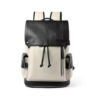 Épissage noir blanc cartable en cuir PU étanche sac à dos pour ordinateur portable cordon Campus étudiants sac à dos