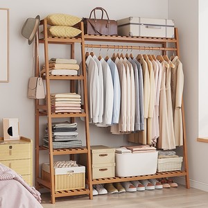 Customized Portable Bamboo Wood Multi-layer Freestanding Clothes <b>Storage</b> Rack for Living Room Jewelry Bag Garage - Product Image 4