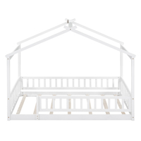 Lit superposé en bois taille twin avec barrière, blanc, pour enfants, adolescents, filles et garçons