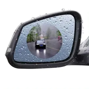 329 Espelho retrovisor de plástico transparente à prova de água para carros, antiembaçante, anti-impressão digital, protetor de plástico à prova de chuva, filme PET
