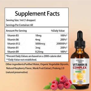 Suplementos Dietéticos de Vitamina <span class=keywords><strong>B</strong></span> Compleja OEM Personalizados, Absorción Rápida, Apoyo Inmunológico, Vitamina <span class=keywords><strong>C</strong></span>, B12 en Gotas Líquidas - Product Image 4