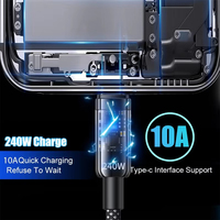 Cable de Carga Rápida USB a Tipo C de 240w 6a para Luces LED, Transferencia de Datos y Carga Rápida 2026