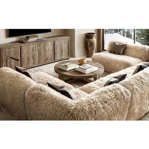 โต๊ะกาแฟไม้เนื้อแข็งทรงกลมสไตล์อเมริกันโบราณสำหรับห้องนั่งเล่น - Product Image 3