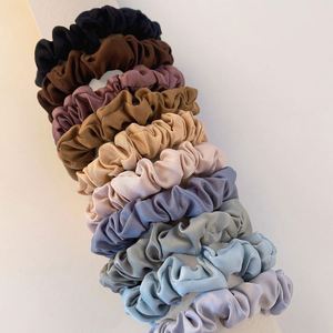 Chouchous pour cheveux en satin de soie doux, couleur unie, avec élastiques, style européen et américain, pour filles tendance - Product Image 4