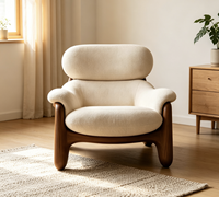 Fauteuil simple moderne en bois pour salon, chambre, balcon, en tissu, confortable, relaxant, artistique, de loisirs, inclinable