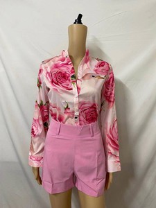 Strandvakantie Dames Trainingspak Gebloemd Shirt Met Lange Mouwen En Korte Broek Bij Twee 2-delige Set Outftis Sweatsuit Dames Shorts Set - Product Image 3