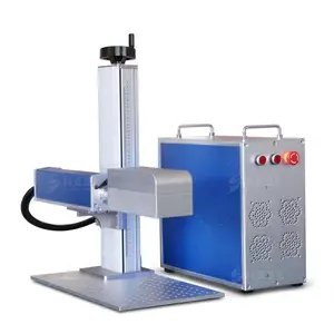 Mini máquina de marcação a laser portátil, pequena 3d cor da fibra do metal do laser do raycus da mopa 20w 30w 50w 100w com rotativo