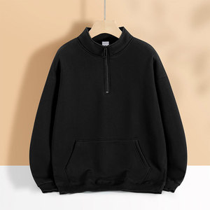 Cotton Fleece <b>Stand</b> Up Collar Half Zip Sweatshirt Unisex Workwear Custom Logo Printed Jacket Factory Uniform - Product Image 4