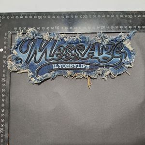 Vendita all'ingrosso con motivo in tessuto custom logo del marchio toppe ricamate jeans personalizzano ferro su cucito su felpa con cappuccio con ricamo in difficoltà - Product Image 6