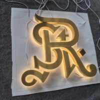 Letras Retroiluminadas de Acero Inoxidable con Baño de Titanio Dorado de Alta Gama |   Letreros de Entrada Personalizados para Publicidad Exterior de Alta Calidad