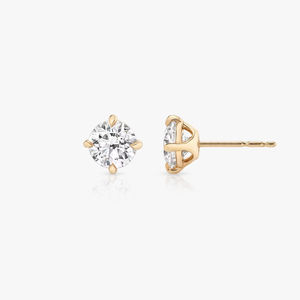 Boucles d'oreilles clous de luxe en diamant brillant de laboratoire, personnalisables OEM/ODM, en or 14K/18K/22K pour femme, avec diamants latéraux de 0,5 ct, fermeture push-back - Product Image 2
