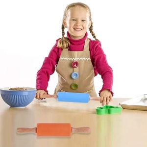 Hot Sale Mini Silicone <b>Rolling</b> Pin Silicone Easy to Clean Children's <b>Rolling</b> Pin Creative Kitchen <b>Tools</b> With Wooden Handle - Product Image 4