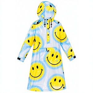 Impermeable Transparente de PVC para Mujer, Cortavientos, con Capucha Ajustable, Cierre de Botones a Presión, Diseño Largo, Bolsillos Elegantes - Product Image 1